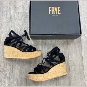 FRYE Heather Gladiator Platform Wedges in Black!